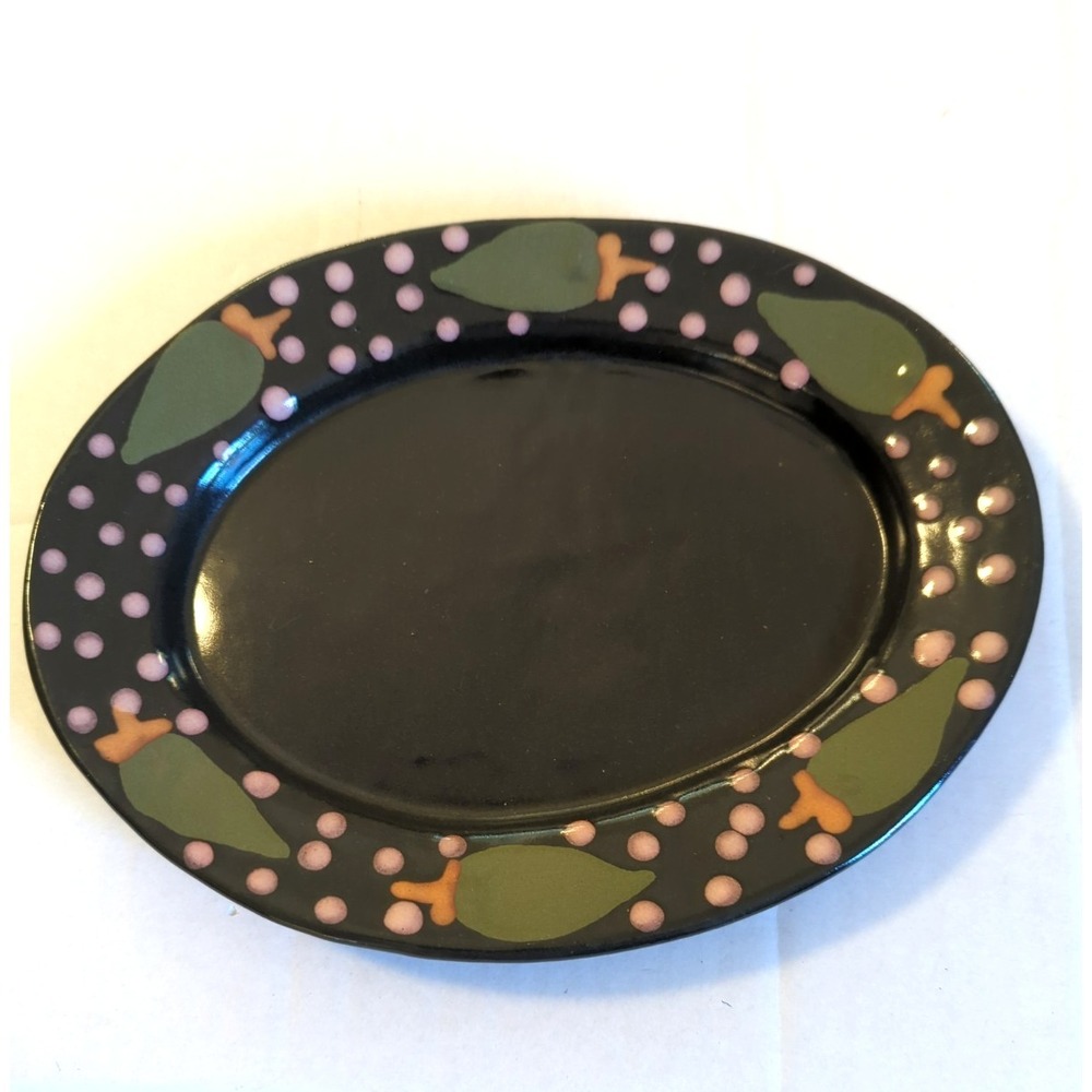 Stephen KILBORN Art Pottery Oval Platter Green Chili Peppers 7.75" x 10" NM
